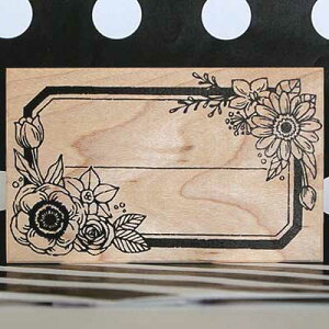 つぶあん ラバースタンプ お花のラベル 縦52mm×横88mm (0097G-5590)