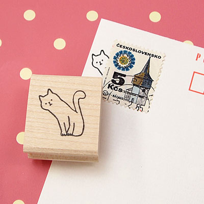 猫 ねこ 切手 判子 ゴム印 スタンプ 消しゴムはんこ  和田真由子 ラバースタンプ のぞき見ネコさん 縦17.5mm×横17.5mm (0132A-3026)