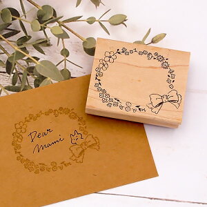 和田真由子 スタンプ フラワーフレーム 縦37.5mm×横51mm (0246E-4355) Happy Seed