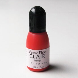 ツキネコ バーサファイン・クレア インカー　チューリップレッド 補充インク／VersaFine・CLAIR Tulip Red （VF-CLA-702）　真っ赤ではなく橙の残る赤（レッドオレンジ系）