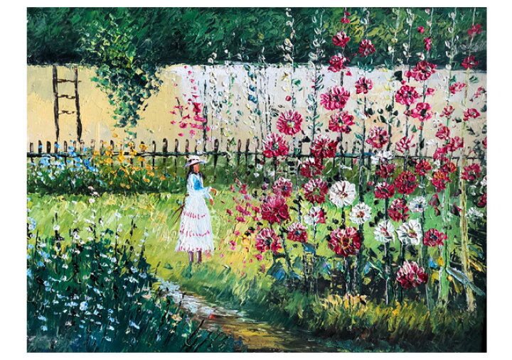 楽天市場 油絵 花畑 C238 2 絵画 額縁 アンティーク 工芸品 仏壇仏具 Karaki