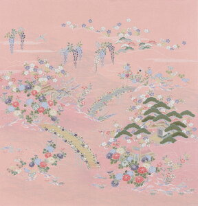 【送料無料+桐箱付】 正絹のふろしき 華御所解(はなごしょどき)90cm 風呂敷専門店・唐草屋