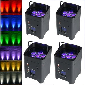 4PCS�X�e�[�W�p�[���C�g�A6x18W RGBWA + UV�A�b�v���C�e�B���O�X�e�[�W���C�g�A8800mAh�����o�b�e���[�X�e�[�W���C�g�AAPP�����DMX�R���g���[���t���ALCD�X�N���[���A�_���X�p�[�e�B�[�������p�X
