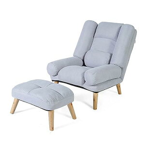 ソファーチェア 1人掛け リクライニングソファ オットマン付き ハイバック リクライニング 一人用ソファー 肘付き 天然木脚 背もたれ5段階 簡単に組立 取り外し可能なカバー 柔らかく 座り