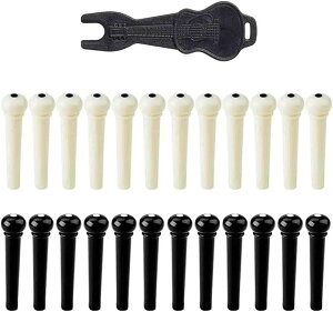 ブリッジピン アコースティックギター用 エンドピン 24個セット ギター弦ピンの交換品 ピン抜き セット ブリッジピンプラー付き 交換 アクセサリー 気軽に交換 ケース付き