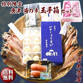 【敬老の日 ギフト】【送料無料】唐津 海の幸 特別限定 玉手箱セット【無添加・無着色】唐津産 旬アジ 醤油みりん 淡汐干し手作り 佐賀 呼子イカしゅうまい無着色メンタイコ 国産 焼きいか唐津産 おつまみいりこ 【 父の日 干物 セット ギフト プレゼント】