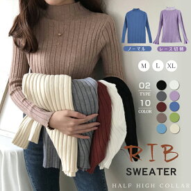 【半額以下！1,000円/枚・3枚購入＆クーポンで】まとめ買いクーポン配布中！ニットセーター リブニット ストレッチ 長袖 レディース リブプチハイネック プチタートル トップス セーター リブ 伸縮性 暖か チクチクしない 秋 冬