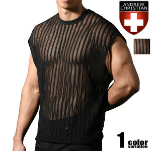 AndrewChristian/�A���h�����[�N���X�`���� Mesh Motion Tee T�V���c �g�b�v�X ���� �V�[�X���[ �X�g���C�v�@�����Y �t�@�b�V���� �g�b�v�X �y��