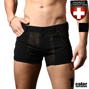 AndrewChristian/�A���h�����[�N���X�`���� Naked Truth Capsule See-Through Midnight Shorts �V�[�X���[ ���� �V���[�g�p���c �����Y �{�g���X