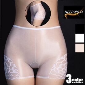 ユニセックスボクサー DEEP NOVA/ディープノバ 花柄レース　ウロコ柄 透け　艶　サテン調光沢 立体縫製 ボクサー ボクサーパンツ 男性下着 ユニセックス