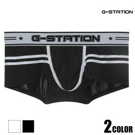 【G-Station/ジーステーション】superTES ナンバリング＆スポーティライン メンズボクサーパンツ メンズ 男性下着 タグレス 透け モノクロ