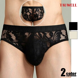 TAUWELL/タオウエール SEXY LACE BRIEFS 23107 レース ブリーフ ビキニ　 男性下着　メンズ　パンツ 総レース 花柄 ホワイトデー