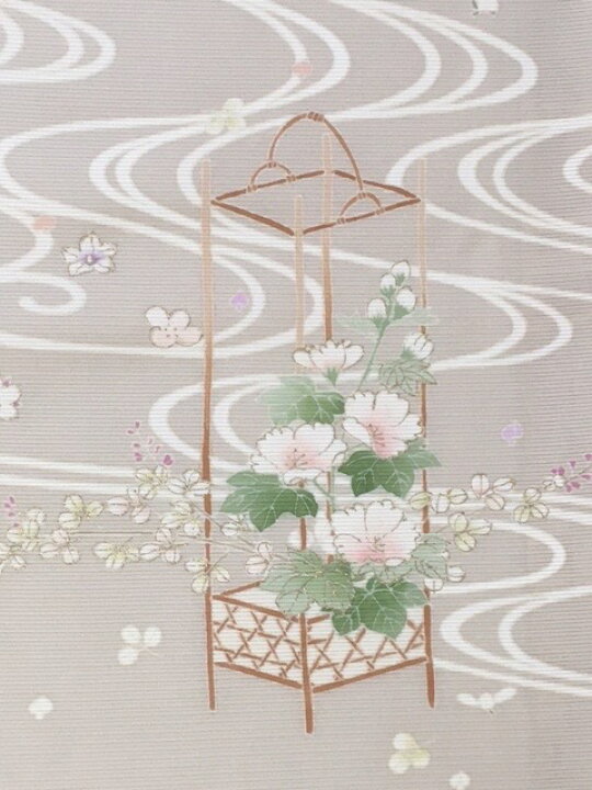 手描き友禅 薄いピンク 花柄 付け下げ反物(未仕立て） プレミアム古典 