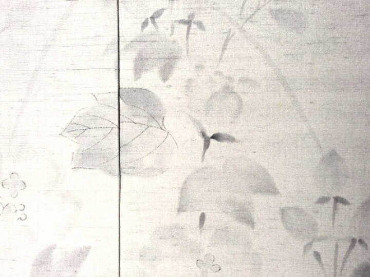楽天市場】764-送料無料 紬訪問着 手描き訪問着 絵羽紬 グレー地墨絵 