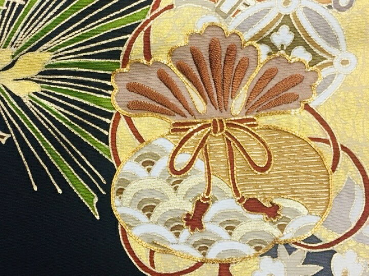 楽天市場】798 手描き友禅黒留袖 正絹黒留袖 新品未仕立て品 仮絵羽 