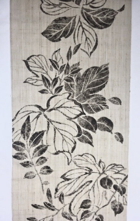 楽天市場】775 紬地九寸名古屋帯 新品未使用 型絵染め 生成り地 