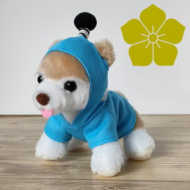 明智わんこ【明智光秀】【水色桔梗家紋】【グッズ】家紋とちょんまげ付きのお洋服を着たかわいいわんこのぬいぐるみ 戦国武将 武将わんこ 犬 イヌ dog ふわふわ 玩具 着せ替え可能　キーホルダー　ボールチェーン付　武将隊応援 柴犬 ミニ柴 プレゼントにも