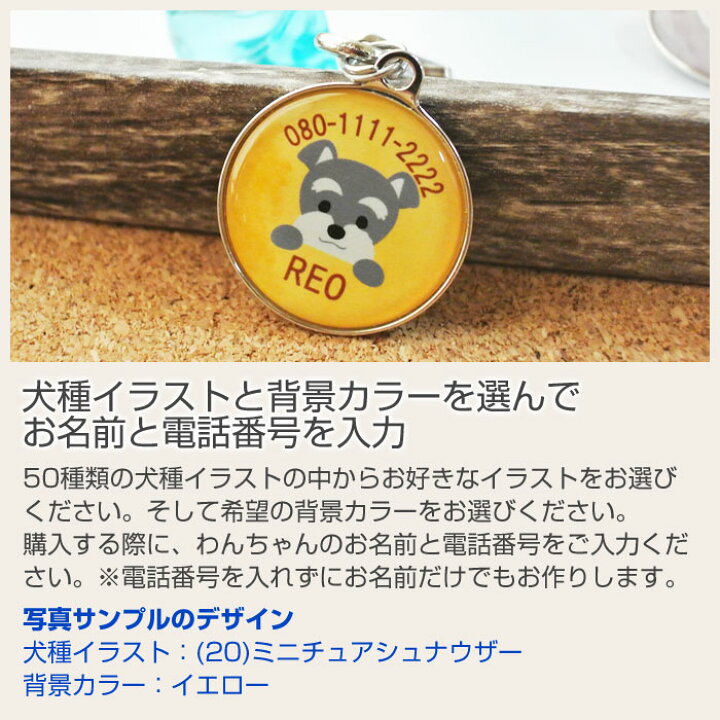 楽天市場 迷子札 犬種イラスト50種 オーダーメイド 名入れ ドックタグ ネームタグ愛犬 わんちゃん用超小型犬 小型犬 中型犬 大型犬ワンちゃん犬種イラスト入り ペット用迷子札 丸型 名入れギフト カリン