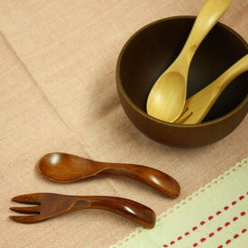 【2点で5％OFFクーポン配布中】 ベビースプーン フォークセット 茶 ナチュラル 2本セット 全2種 赤ちゃん カトラリー 木製 木のスプーン フォーク 和食器 和風 食器 雑貨 北欧 おしゃれ まとめ買い