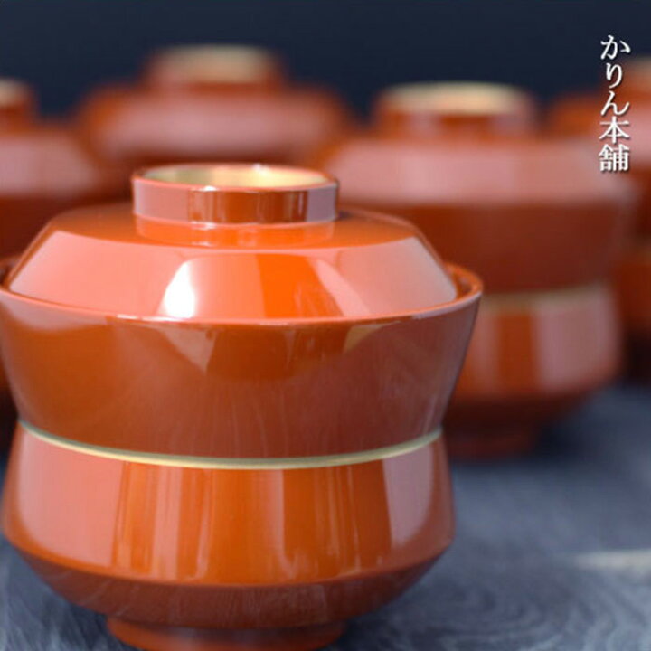 楽天市場】【20％OFF】 送料無料 フタ付き吸い物椀 5客セット 総朱 金 