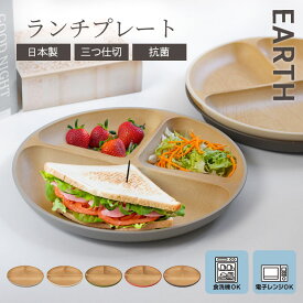 皿 プレート 食洗機対応 電子レンジ対応 日本製 木目調 抗菌ランチプレート アースカラー くすみカラー 食器 抗菌加工 割れない 軽量 軽い 北欧 おしゃれ かわいい EARTH 木目 ランチプレート 丸 ラウンド スタッキング