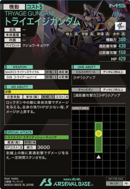 楽天市場】機動戦士ガンダム アーセナルベース PR-137 トライエイジ 