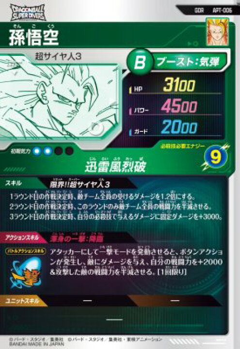 楽天市場】ドラゴンボールスーパーダイバーズ APT-006 GDR 孫悟空 