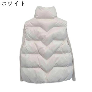 ショート丈 可愛い 防風 ポケット付き おしゃれ ファスナー付き 春秋冬 ライトウエイト パファー 保温性 ダウン 中綿 立ち襟 袖なし ワーク レディース 体型カバー ゆったり 大きめ 通勤着