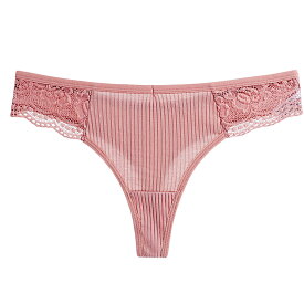 Karly Shop Tバック レディース 綿95% 柔らか コットン リブ編み ストレッチ シンプル フィット セクシー かわいい レース プレゼント S M L LL 9283