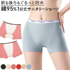 生理用パンツ サニタリー 綿95% 1分丈 大人 ジュニア ボクサーパンツ ボックスショーツ 大きいサイズ 防水 コットン おしゃれ かわいい 安心 下着 rss-007 プレゼント ギフト 母の日 父の日 敬老の日 バレンタイン ホワイトデー クリスマス