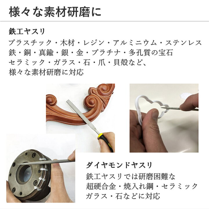 楽天市場】ヤスリセット 鉄工ヤスリ ダイヤモンドヤスリ 細目 精密加工 