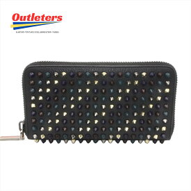 クリスチャン ルブタン Christian Louboutin パネトーネ スパイクウォレット 長財布 ブラック 1165045【中古】