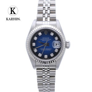 【ギフト品質】ロレックス/ROLEX レディース 腕時計 デイトジャスト ブルーグラデーション文字盤 シルバーxホワイトゴールド コンビ 新10Pダイヤモンド ステンレススチールxK18WG 69174G 1015
