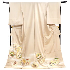 ≪20%OFF/セール中≫【色留袖 仕立て込み 十日町老舗染匠】 ベージュ 色紙 鶴 正絹 手加工 新品 購入 販売 未仕立て 反物 礼装 フォーマル 結婚式 披露宴 絹 仕立て込み it-91