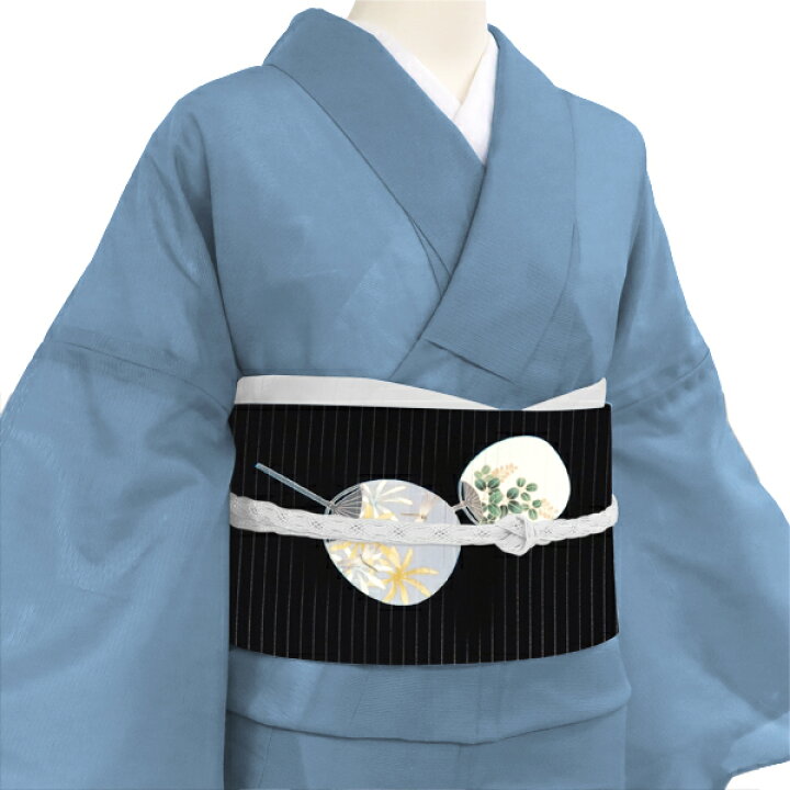 楽天市場】秀美 夏名古屋帯 黒 仕立て付き うちわ 団扇 絽名古屋帯 