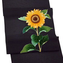 作家物 手描き友禅 絽 向日葵 夏名古屋帯 未使用品 お太鼓柄 正絹 五泉 