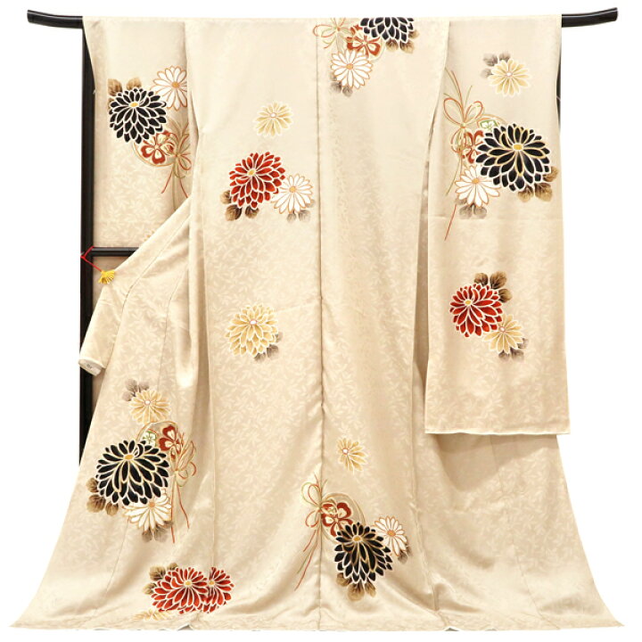 楽天市場】振袖 ベージュ 仕立て付き 新品 販売 購入 古典柄 菊 水引