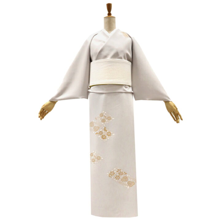 楽天市場】工芸キモノ野口 付下訪問着 販売 仕立て付き ライトグレー 