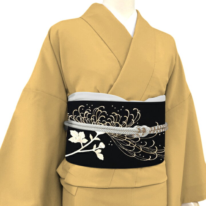 楽天市場】塩瀬名古屋帯 一富司 仕立て付き 正絹 黒 染め帯 京友禅染め 