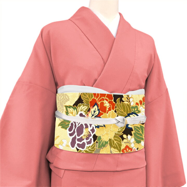 楽天市場】となみ織物 袋帯 振袖用 仕立て付き 金色 絹 松皮菱 四季花 