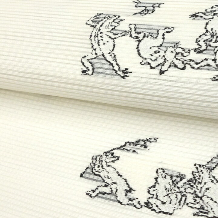 楽天市場】佐々木染織 夏絽名古屋帯 白 仕立て付き 西陣織 鳥獣戯画 