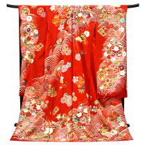 楽天市場】振袖 型染め京友禅 朱色 赤 仕立て付き 新品 販売 購入 古典 