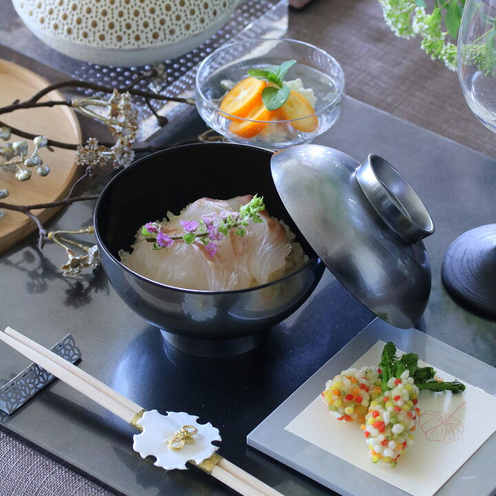 楽天市場】吸物椀 ブラックシルバー 送料無料 日本製 吸い物椀 蓋付 和  
