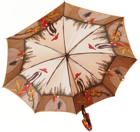 ★二段折畳雨傘【両面 ほぐし織】モンブラン婦人雨傘・折傘　『空港』色：ゴールドベージュ