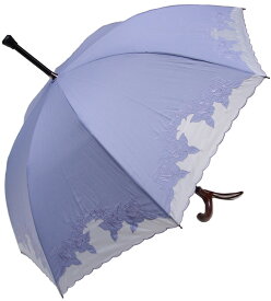 ＊特急名入対応＊ステッキ傘婦人杖傘【L】エルばらあど(ラベンダー)親骨60cm/全長約84cm/UVカット晴雨兼用 ※大きいLサイズのつえ傘です