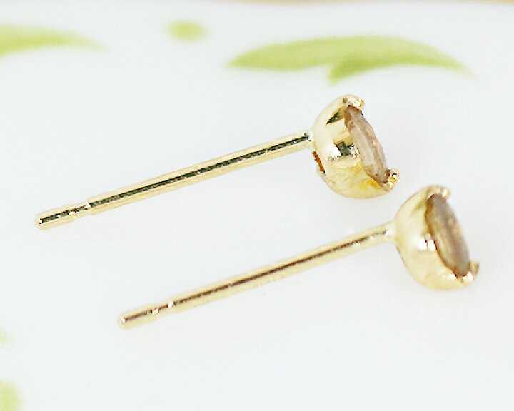 楽天市場】18金 計0.2ct 1粒 ブラウン ダイヤモンド 2爪ピアスK18 0.2 