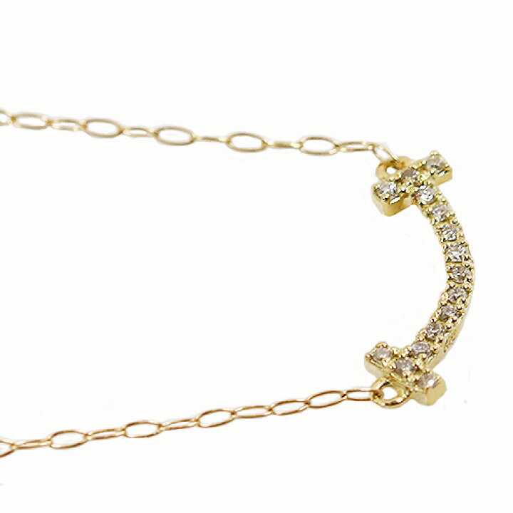 楽天市場】0.05ct ダイヤ ライン スマイル ネックレス 18金 ゴールド 