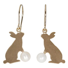 うさぎ usagi 淡水パール K10ゴールド ピアス フック