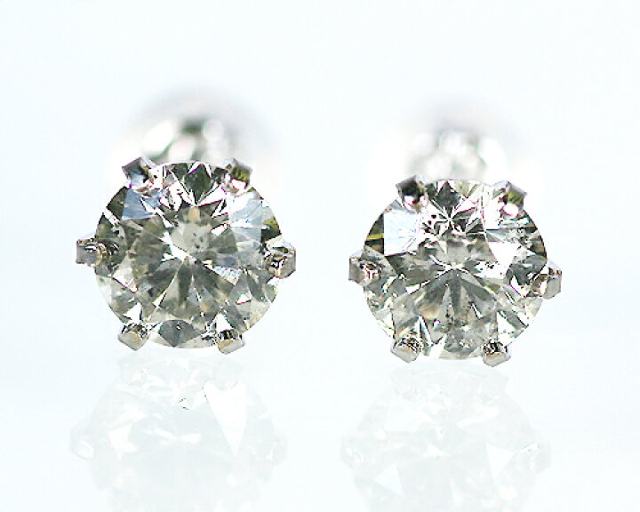 楽天市場】K18WG 1.0ct ブラウン ダイヤモンド ピアス 天然 1粒 6爪 
