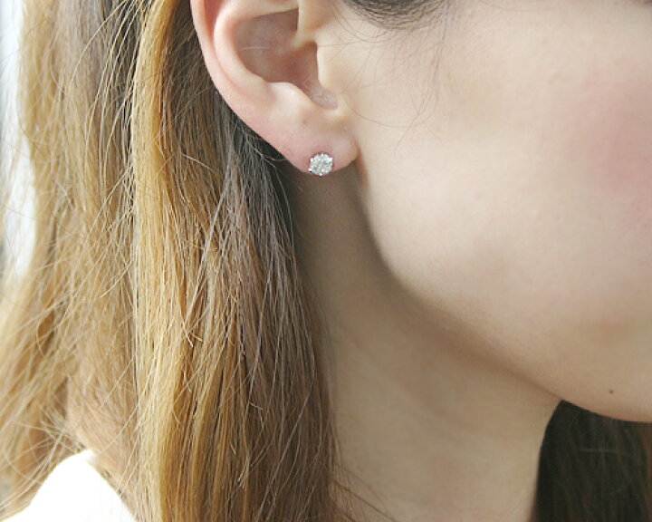 楽天市場】K18WG 1.0ct ブラウン ダイヤモンド ピアス 天然 1粒 6爪 